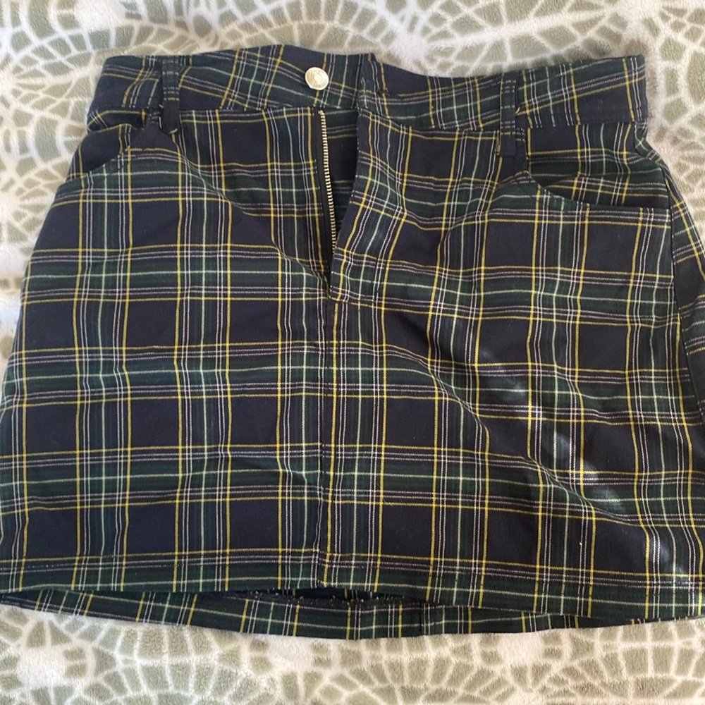 Green plaid skirt